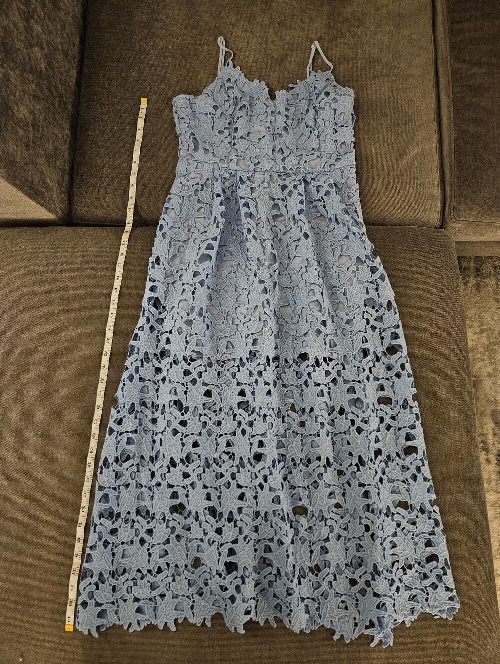 Light Blue Lace Spaghetti-Strap Midi Dress - Picture 5 of 9
